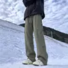Pantalones impermeables con forro de polar para hombre para otoño e invierno, pantalones de trabajo holgados rectos de moda para exteriores, pantalones casuales gruesos