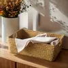 1 pieza Canasta de Almacenamiento Tejida a Mano de Ratán - Duradera Rectangular de Mimbre para Baño, Dormitorio, Sala de Estar, Decoración del Hogar, Canasta de Almacenamiento Multifuncional, Canasta de Almacenamiento Estilo Minimalista