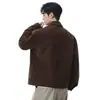 Hebilla Metálica Retro de Avión Chaqueta Corta de Solapa para Hombre Otoño Marca de Moda Corte Holgado Fresca y Traviesa Chaqueta de Motociclista