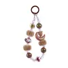 Cadena para teléfono de gato con pompón y cuentas para otoño e invierno, accesorio de muñeca moderno, accesorio para funda de teléfono de mujer, colgante llavero para bolso