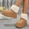 Botas de Nieve de Plataforma Baja con Suela Gruesa y Forro de Felpa para Mujeres Menudas, Moda Versátil Nueva Tendencia Invierno 2026 Botines con Adorno de Piel para Mujer