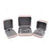 Caja de joyería octagonal estilo lujo ligero de cuero PU rosa, organizador de anillos, pendientes y collares, caja de almacenamiento de joyería
