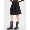 Altamente recomendado! Saia Midi Plissada Retrô de Lã Mista Linha A Feminina Outono Inverno Nova Minimalista Coreana Emagrecedora