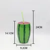 Tazas de Paja Serie Frutas de Verano Se Pueden Personalizar Según la Imagen, Soporte para Diseño Personalizado de Vasos de Plástico de Forma Especial para Publicidad y Promoción