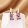 Brincos Europeus e Americanos Populares Transfronteiriços Zircônia Roxa Temperamento Fashion Versátil Joias Femininas Diamante de Luxo Leve Venda Direta do Fabricante