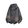 Camisa a Cuadros con Capucha de Manga Larga de Moda 2026 para Hombres y Mujeres, Chaqueta Holgada de Moda Protectora del Sol, Top Casual Vintage