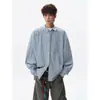 Camisa de Solapa a Cuadros para Hombre Primavera Manga Larga Estilo Retro Americano Holgada Versátil Chaqueta Juventud Talla Grande