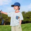 Camiseta de Manga Curta para Meninos Top de Verão Infantil 2026 Novo Estilo Verão para Meninos Listrado Meia Manga Fina Roupa de Verão