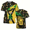 26 Camiseta Masculina Estampa Bandeira da Jamaica 3D Camiseta de Futebol Verão Primavera Manga Curta Oversized Gola Redonda