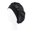 Gorro de satén con estampado de logo, diadema ancha para el cabello, sombrero redondo, sombrero turbante, sombrero para salón de belleza, sombrero para el hogar TJM-301