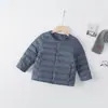 Invierno 2024 Chaqueta Ligera de Plumas con Cuello Redondo para Niños, Forro Interior, Ropa Base Cálida para Niños y Niñas