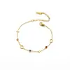Pulsera de Acero de Titanio con Flor de Cuatro Hojas de Diamantes de Colores de Lujo Ligero Estilo Francés para Mujer, Exquisito y de Gama Alta, Nuevo Conjunto de Flor Hueca de Temperamento