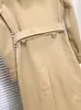 Abrigo Chaqueta Clásico Kensington de Doble Botonadura de Longitud Media a Cuadros Estilo Británico Impermeable Nuevo para Primavera y Otoño 2024