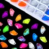 Broca de Vidro em Formato de Machado para Chanfrar Bordas, Strass de Costura à Mão com Fundo Plano, Acessórios Coloridos Fluorescentes Neon para Roupas DIY com Duas Furações, Joias Artesanais