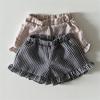 Conjunto de dos piezas para bebé niña de verano: Chaleco sin mangas con borde en la oreja, Camisa y Pantalones Cortos, Traje Cuadros para Niños, Corea