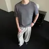 Camiseta de manga corta para hombre, marca de moda, corte holgado de verano, nuevo modelo 2026, tendencia de celebridad de internet, top de punto simple ins