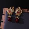 Pendientes Elegantes de Cisne Vintage Pendientes Retro de Palacio de Lujo Ligero con Aspecto Antiguo Pendientes Artísticos de Gama Alta Incrustados con Diamantes