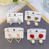 Pendientes de plata con borlas y forma de corazón con diseño geométrico de diamante y flor, elegantes y dulces, a la moda, venta al por mayor