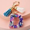 Llavero con 26 letras en inglés, estilo europeo y americano, con borlas de cristal acrílico transparente, adorno para bolso, pequeño regalo.