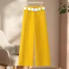 Calça Wide Leg de Cintura Alta para Mulheres, Novo Estilo Fino Verão 2026, Calça Petite, Cintura Alta, Caimento Solto, Calça Reta de Nove Pontos Emagrecedora