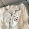 Pijama con diseño de caricatura de Hello Kitty, conjunto fresco de dos piezas para primavera y otoño, pantalones largos y mangas largas, conjunto de ropa de casa estilo princesa para mujer