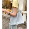 Bolso de hombro de doble capa con bloques de color dopamina estilo coreano para mujer, bolso de mano impermeable de nailon de gran capacidad, bolso tote versátil para ir al trabajo