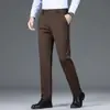 Pantalones casuales de invierno de alta gama para hombre, 2026, corte recto holgado, pantalones de vestir, resistentes a las arrugas, pantalones largos