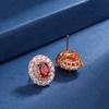 Aretes de botón de tesoro de color diamante completo de venta caliente en vivo, aretes de botón de rubí natural de imitación ovalado de 6 quilates con incrustaciones de alta calidad, anillo