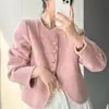 JianaliCardigã de Botão Único Outono/Inverno Novo Feminino Curto Estilo Coreano Petite Gola Redonda Casaco de Lã Roupas Femininas