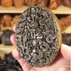 Agarwood Indonesio Finamente Tallado Nueve Dragones Jugando con Perlas Adorno Sólido Sala de Estar Placa Decorativa Talla en Madera Artesanía Mango