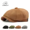 Boina de Camurça Masculina Outono/Inverno, Chapéu de Jornaleiro Vintage, Chapéu de Jornaleiro, Chapéu Bico de Pato, Boina Lisa Feminina