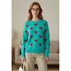 Suéter de Punto para Mujer Otoño e Invierno Transfronterizo Europeo y Americano Suéter de Punto Grueso con Forma de Corazón Estilo Coreano Perezoso Versátil Holgado Jacquard para Mujer