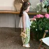 Conjunto de verano para niñas, estilo nuevo, chaleco de encaje sin mangas, conjunto de dos piezas para niñas pequeñas y jóvenes, ropa de verano a la moda para bebés