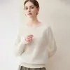 Suéter de cachemira con cuello redondo y mangas raglán con puños, nuevo estilo para mujer, versátil y elegante, prenda interior de punto cálida y holgada
