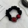 Anillo para el cabello estilo coreano con diseño de corazón rojo que combina con todo, ideal para mujeres de internet, con forma de bola y cola de caballo, 2024.