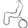 Joyas Populares Transfronterizas Temu Conjunto de Collar y Pulsera para Hombre Combinación Collar Cubano Grueso de Acero Inoxidable