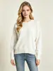 Atacado transfronteiriço direto da fábrica: Suéter bordado para mulheres, outono e inverno, gola redonda, tricô pulôver solto, top com bordado floral