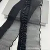 Organza arrugada en stock con pliegues de perlas y ribete de encaje para cortinas, sombreros, faldas y accesorios de ropa DIY