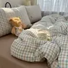 Juego de Cuatro Piezas de Gasa Doble Capa Tipo Nube Grado Materno e Infantil Clase A, Ropa de Cama Individual para Estudiante de Dormitorio de Gasa de Algodón, Amigable con la Piel y Adecuado para Todas las Estaciones, Juego de Cama de 4 Piezas