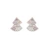 Pendientes de doble capa con forma de abanico hueco de circonita de aguja plateada estilo Chanel, pendientes versátiles, pendientes de lujo ligero de alta calidad, venta al por mayor de fábrica