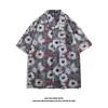 Camisa Floral Vintage de Manga Curta Estilo Cubano para Homens e Mulheres, Camisa de Praia Havaiana Solta para Férias, Camisa de Manga Curta Estilosa e Versátil