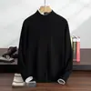 25 Otoño/Invierno Nuevo Suéter de Cachemir de Manga Larga de Color Sólido Suave y Cálido para Hombre con Cuello Medio Alto