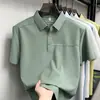 Camisa Polo de Manga Corta de Seda Helada para Hombre 2026 Verano Estilo Delgado Cuello Solapa Moda Casual Transpirable Top Camiseta para Hombre