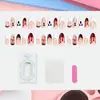 Uñas Postizas Francesas de Resina con Sangre, Uñas Falsas con Relieve 3D de Fantasma con Forma de Almendra para Manicura de Halloween