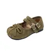 Zapatos de Princesa Elegantes para Niñas Primavera/Otoño 2026 Gamuza Moño Suela Suave Doble Hebilla Versátiles Cómodos Zapatos Planos para Bebé