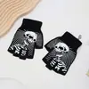 Luvas Touchscreen, Estilo Fino, Esportes, Outono e Inverno, Equipamento Térmico de Performance, Outdoor, Unissex, Esqueleto de Meio Dedo para Halloween