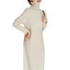 Suéter Largo con Abertura de Cuello Alto para Mujer Otoño 2025 Nuevo Estilo Coreano Espesado Hasta la Rodilla Tejido Talla Grande Vestido Tejido