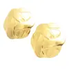 Pendientes de botón con patrón de rombos de acero inoxidable, bloque de color dorado y plateado, adornos redondos para la oreja, pendientes de lujo ligero de alta gama, resistentes al color