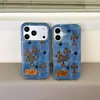 Capa de Jeans com Padrão Cruzado Adequada para Apple iPhone 17 Pro Max, 16 Pro e 15 Pro, Anti-Queda