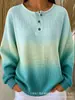 Amazon Transfronterizo Nuevo Estilo Europeo y Americano Rayas Verticales Cuello Henley Manga Larga Sudadera con Capucha Suelta Hombros Caídos Media Cremallera Top para Mujer